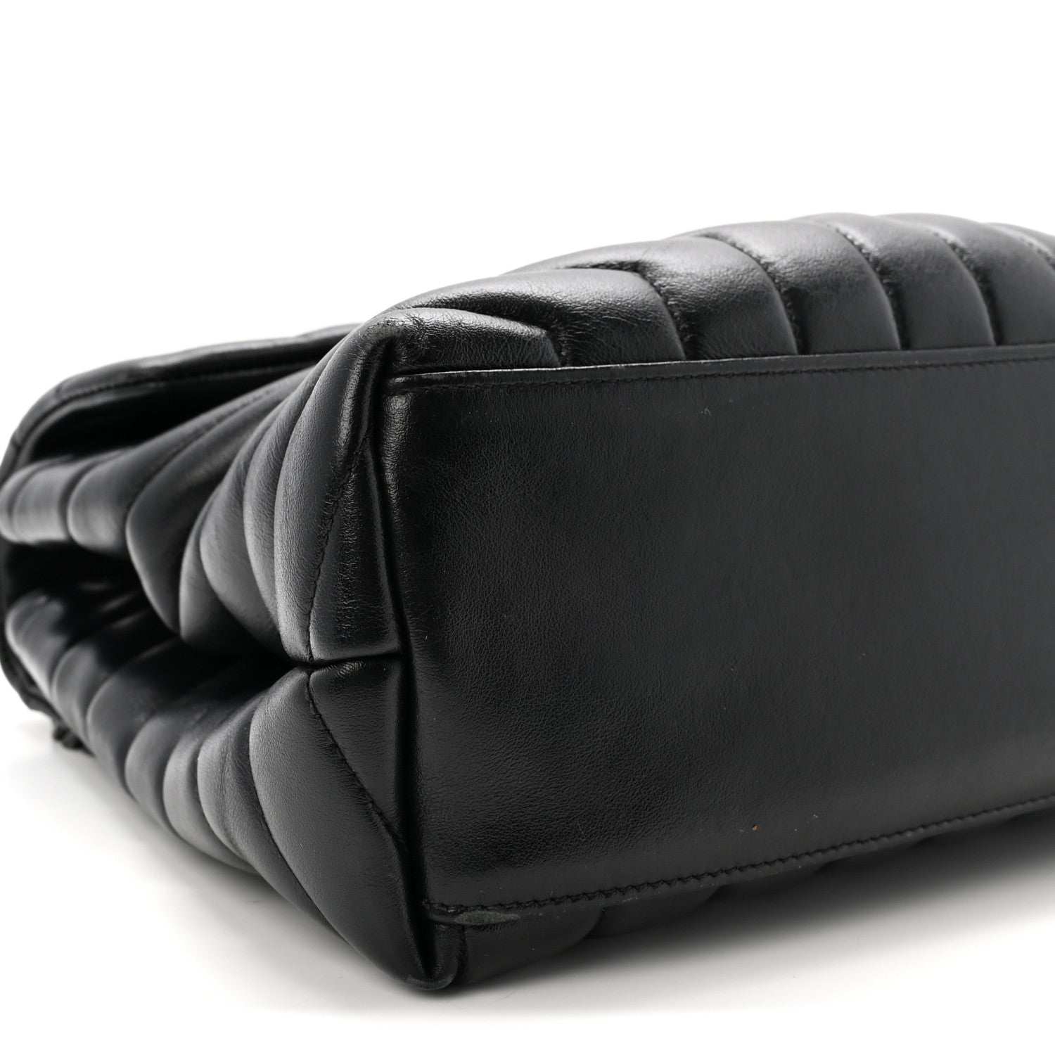 Calfskin Y Quilted Monogram Medium Loulou Chain Satchel Black