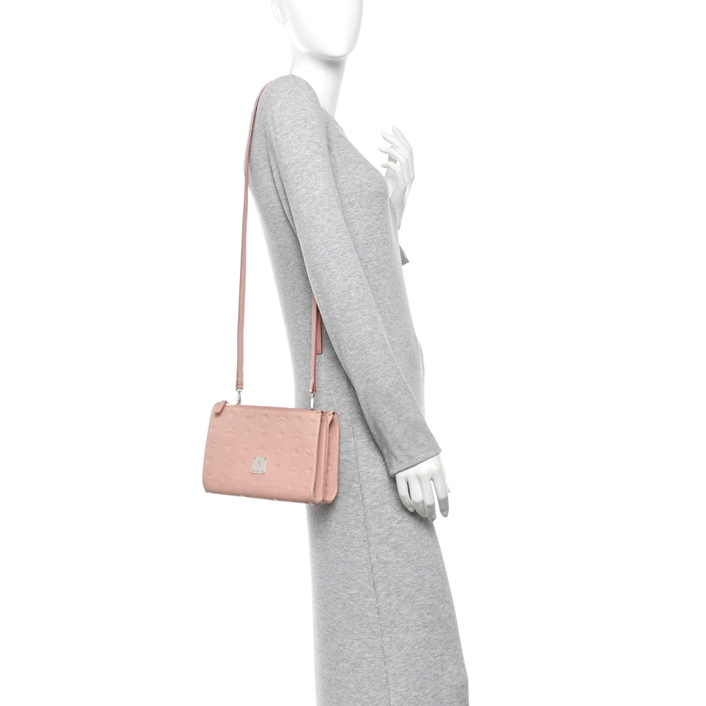 Calfskin Ottomar Monogram Small Crossbody Zip Messenger Pouch Pink Blush