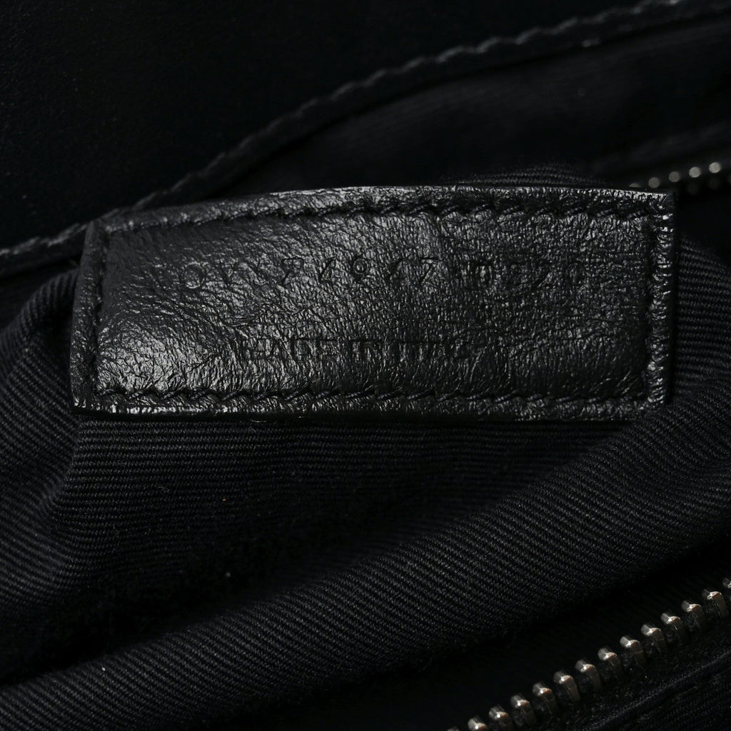 Calfskin Y Quilted Monogram Large Loulou Chain Satchel Black