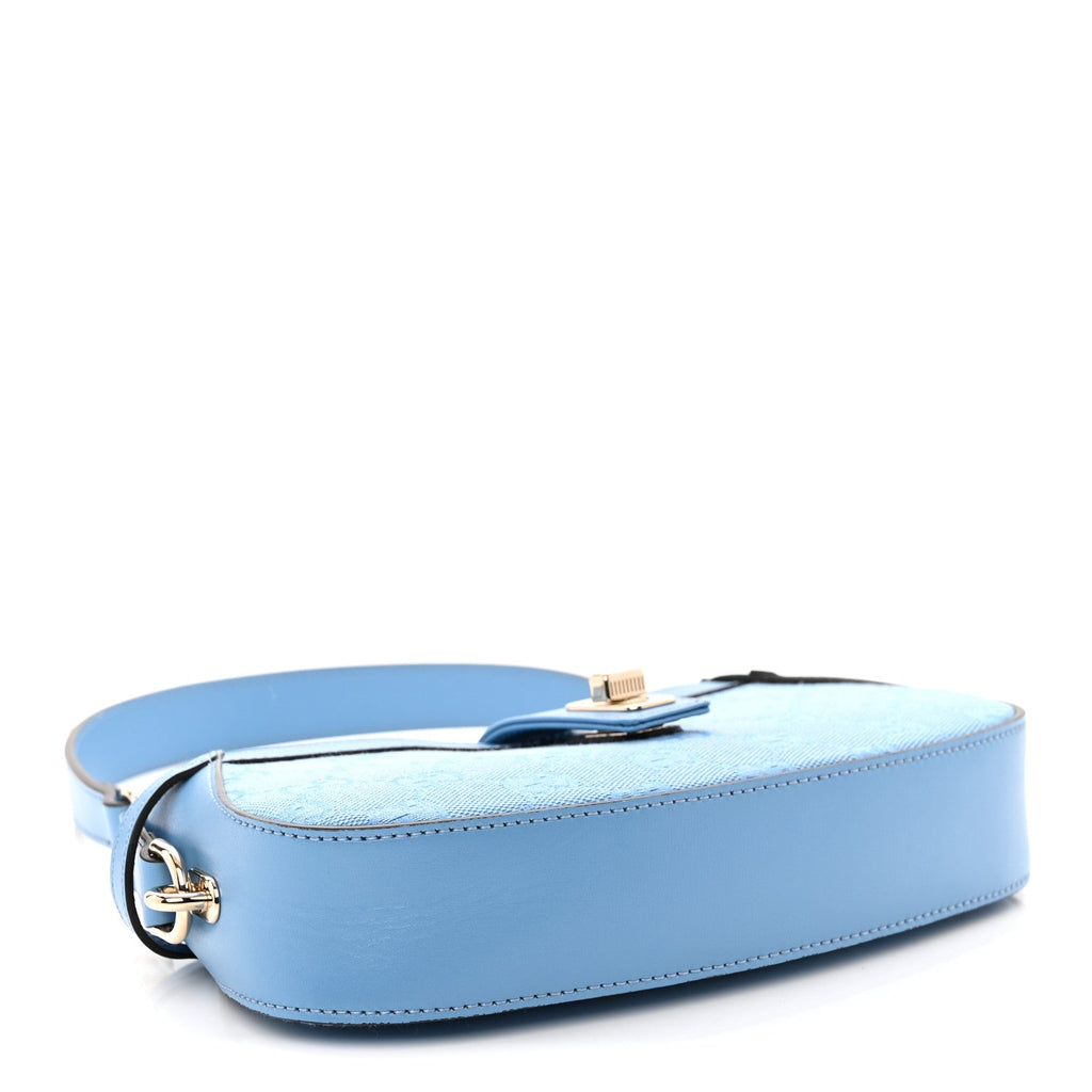 Calfskin Monogram Mini Moon Side Shoulder Bag Blue Blue