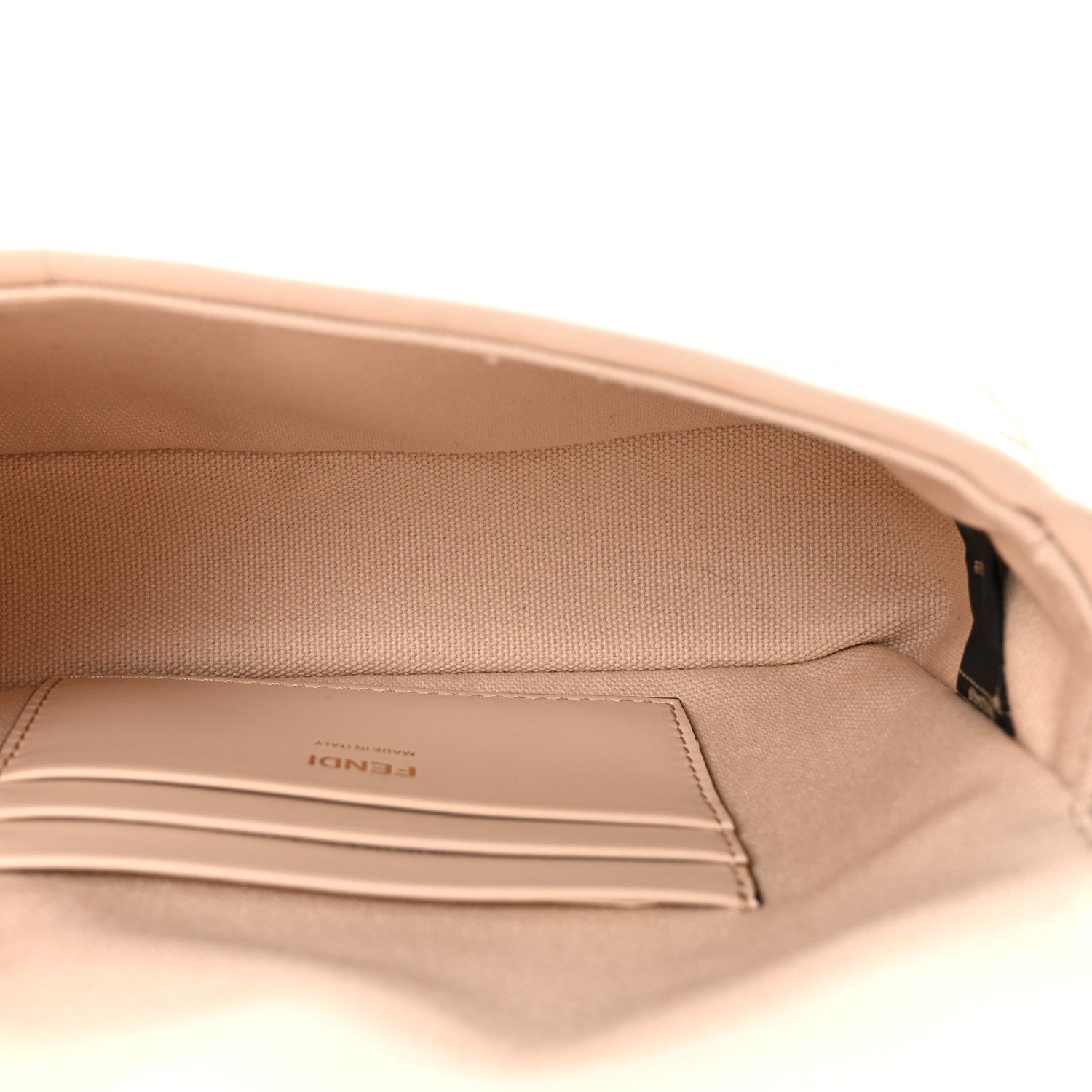 Canvas Vitello King Bi-Color Strap FF Embroidered Mini Baguette Poudre