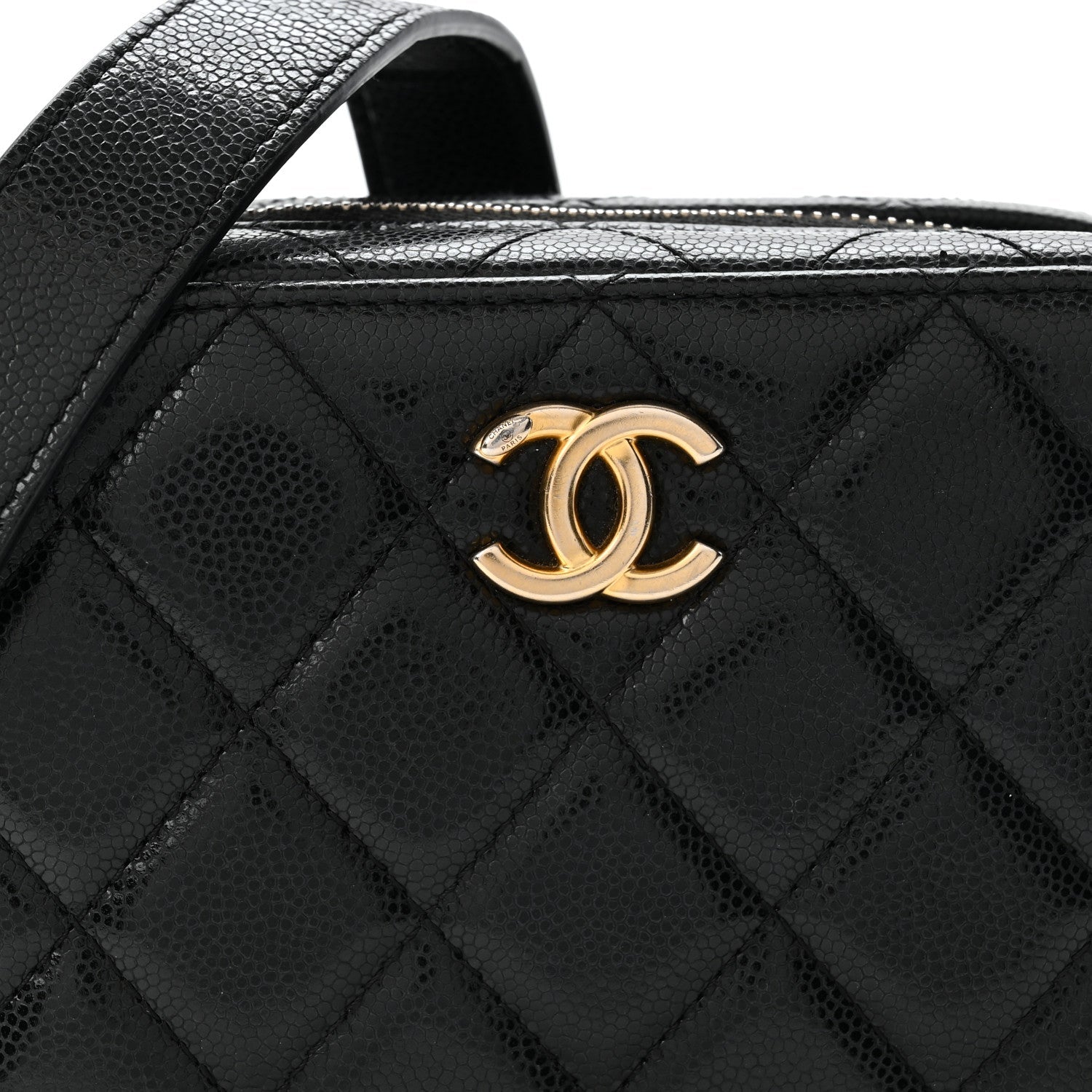 Caviar Quilted Twist Your Buttons Clutch With Chain Black