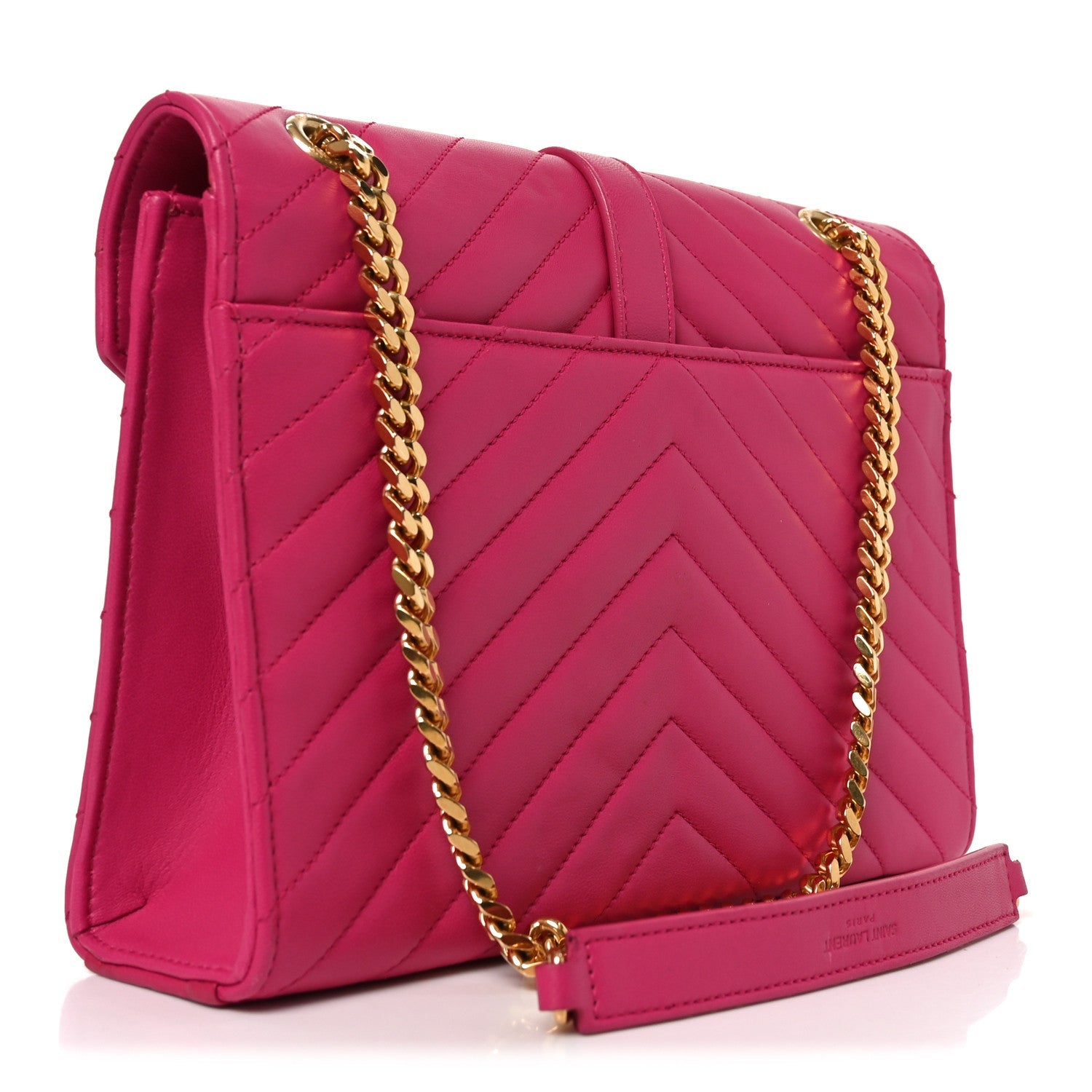 Lambskin Matelasse Medium Monogram Satchel Fuchsia