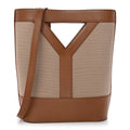 Smooth Calfskin Y Small Bucket Bag Black White Camel