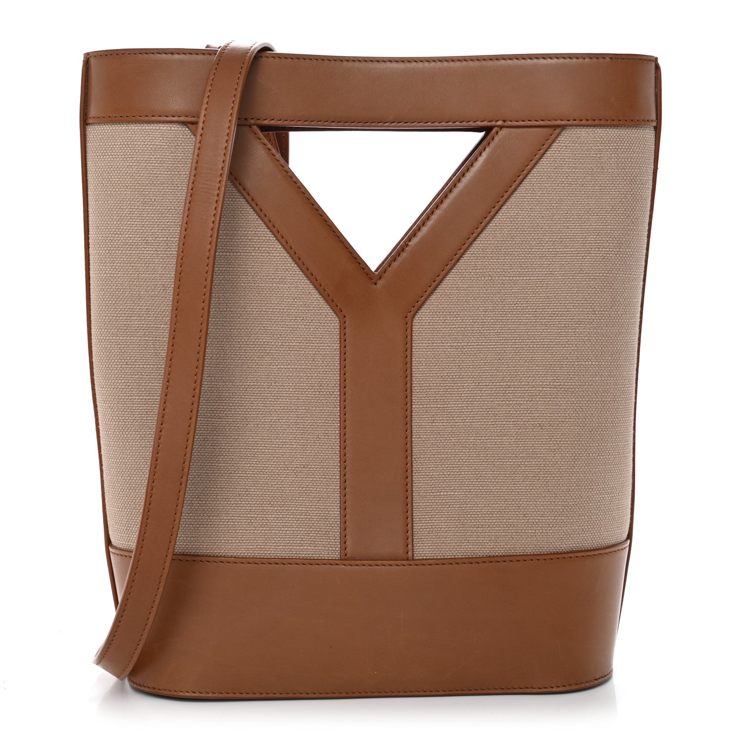 Smooth Calfskin Y Small Bucket Bag Black White Camel