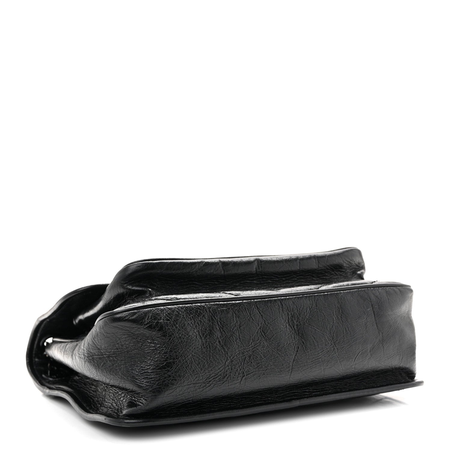 Crinkled Calfskin Matelasse Monogram Medium Niki Chain Satchel Black