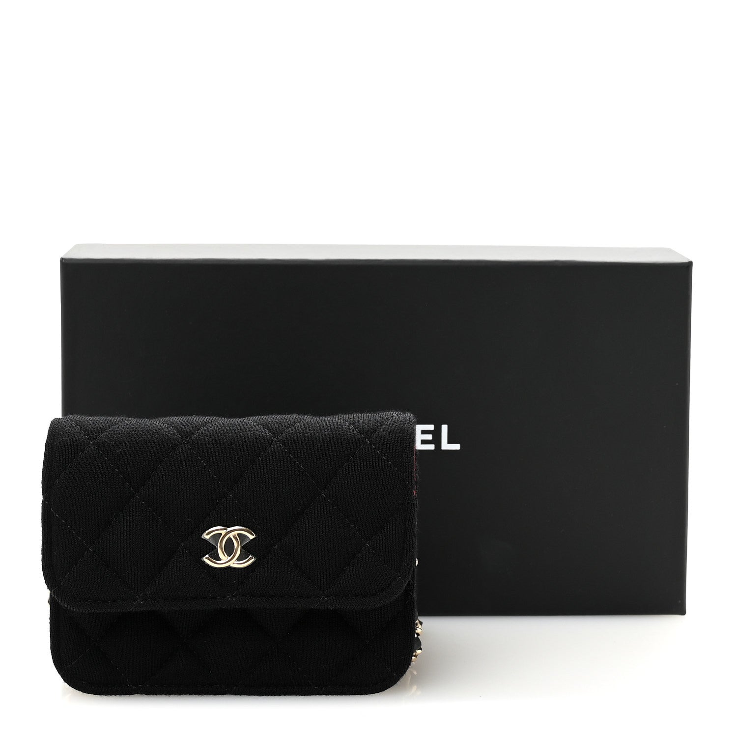 Jersey Quilted Mini VIP Clutch With Chain Black