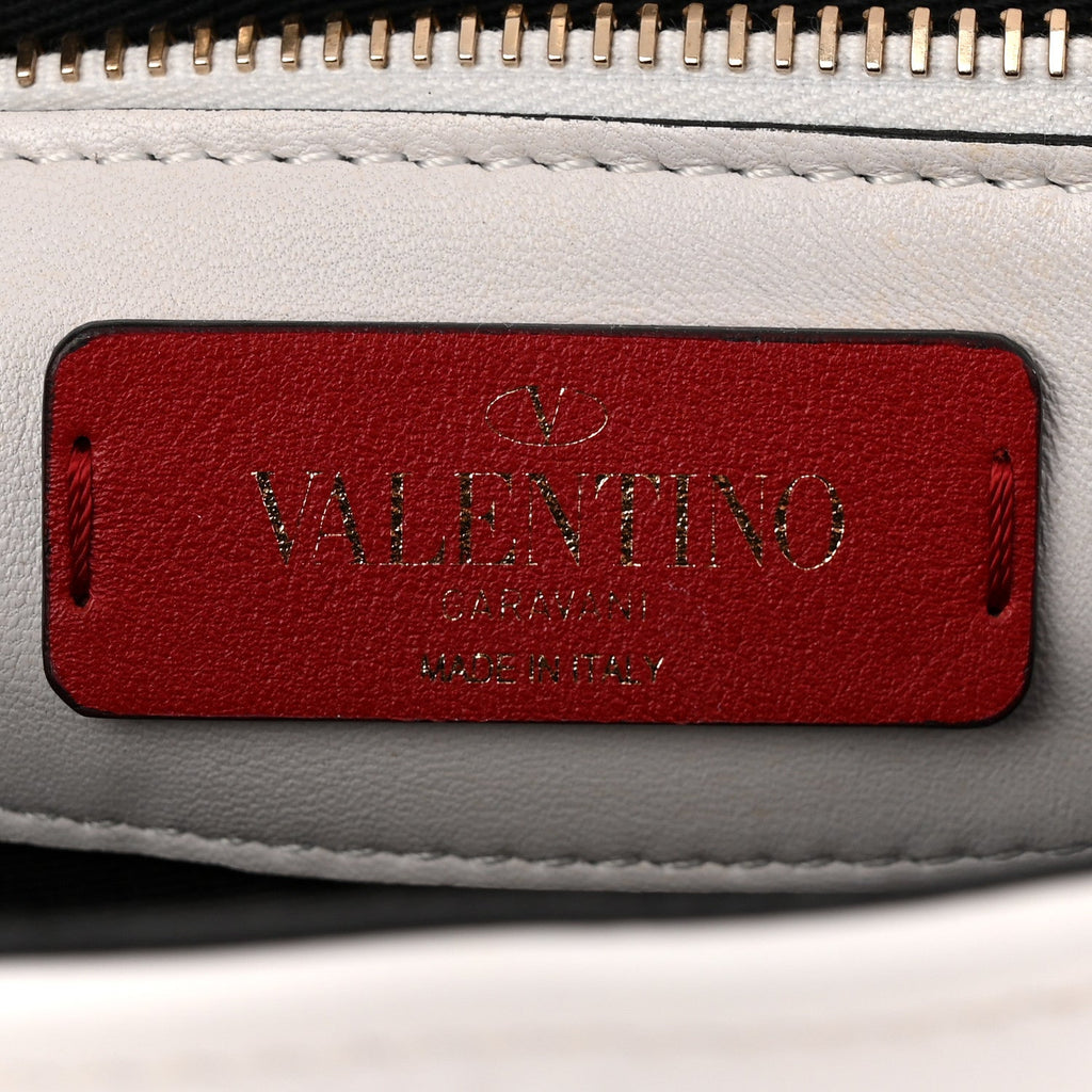 Lambskin Be My VLTN Print Candystud Top Handle Bag White Red Black