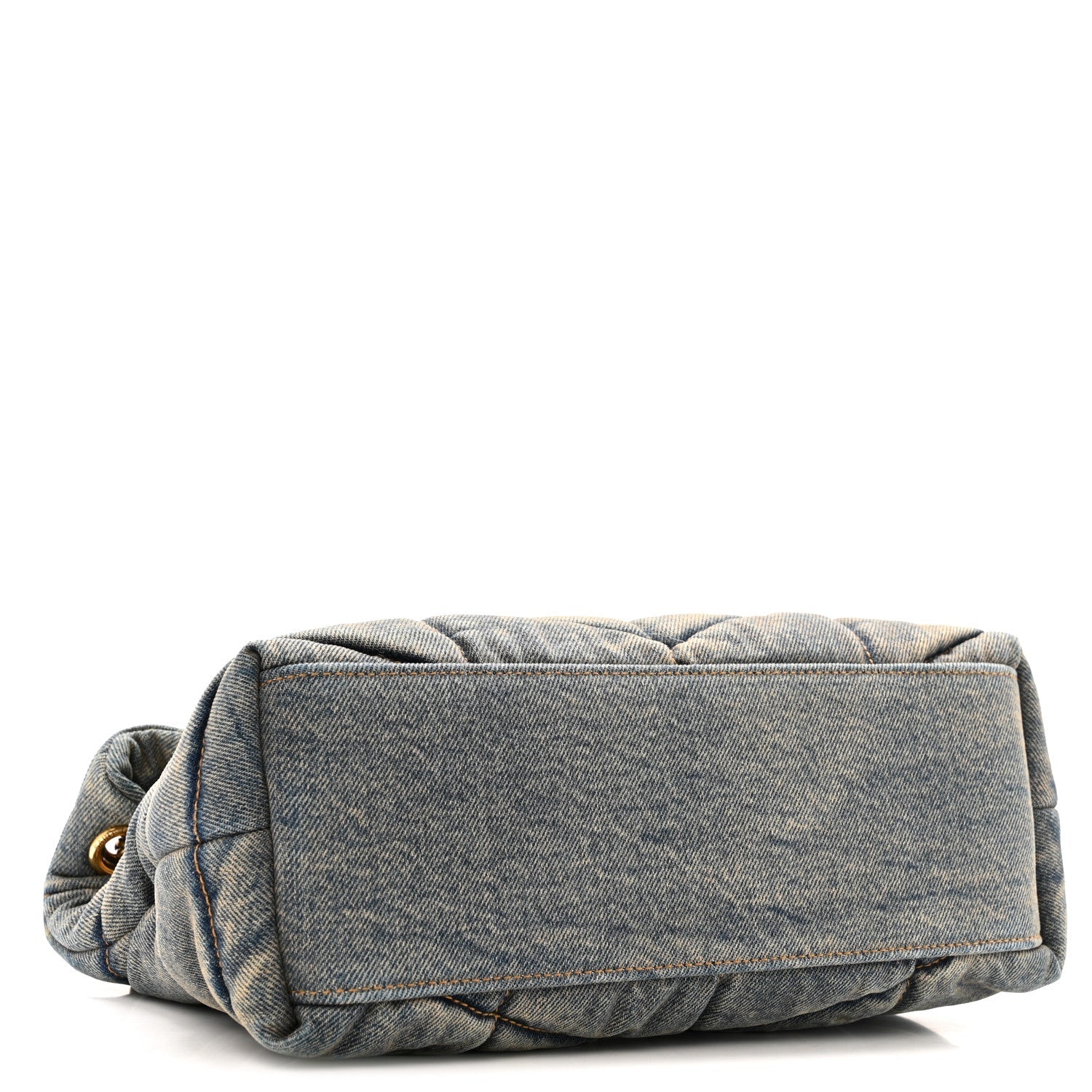 Denim Quilted Small Loulou Puffer Monogram Chain Satchel Blue Cinnamon