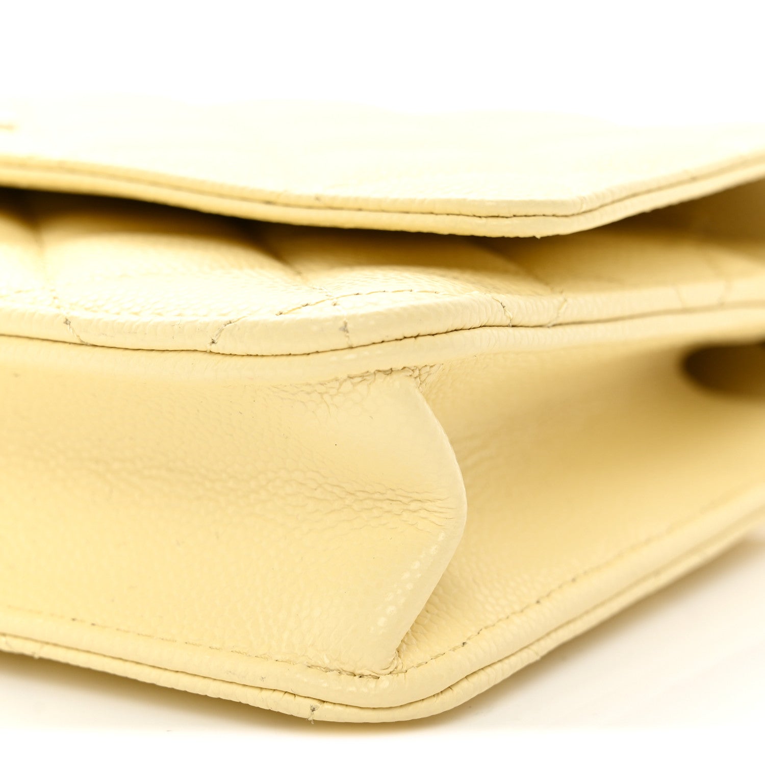 Caviar Quilted CC Turn Lock Wallet On Chain WOC Light Yellow