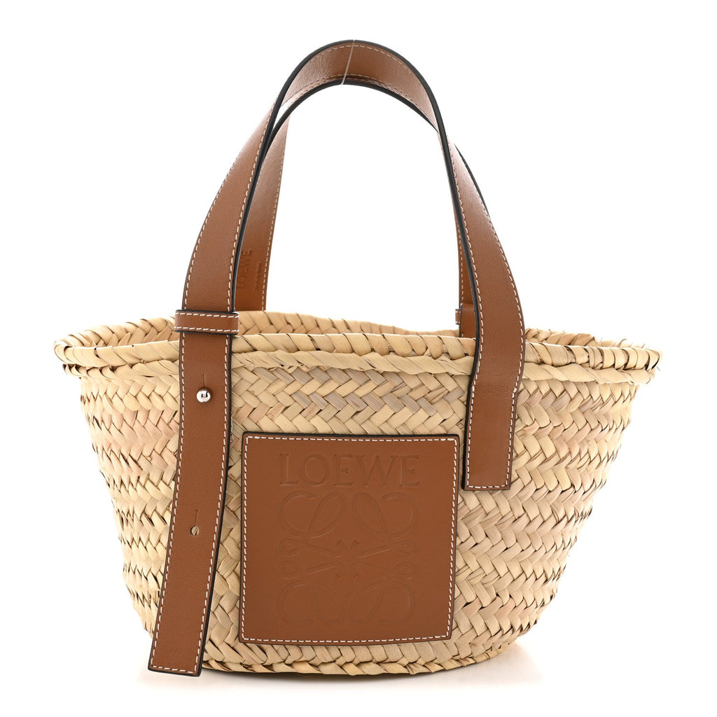Raffia Small Basket Tote Bag Natural Tan