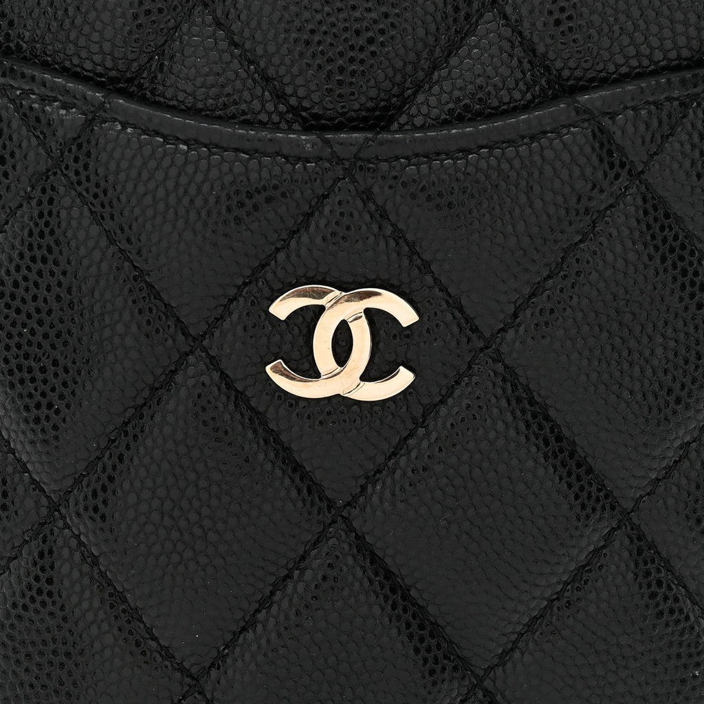 Caviar Quilted Classic Flat Wallet Pouch Black