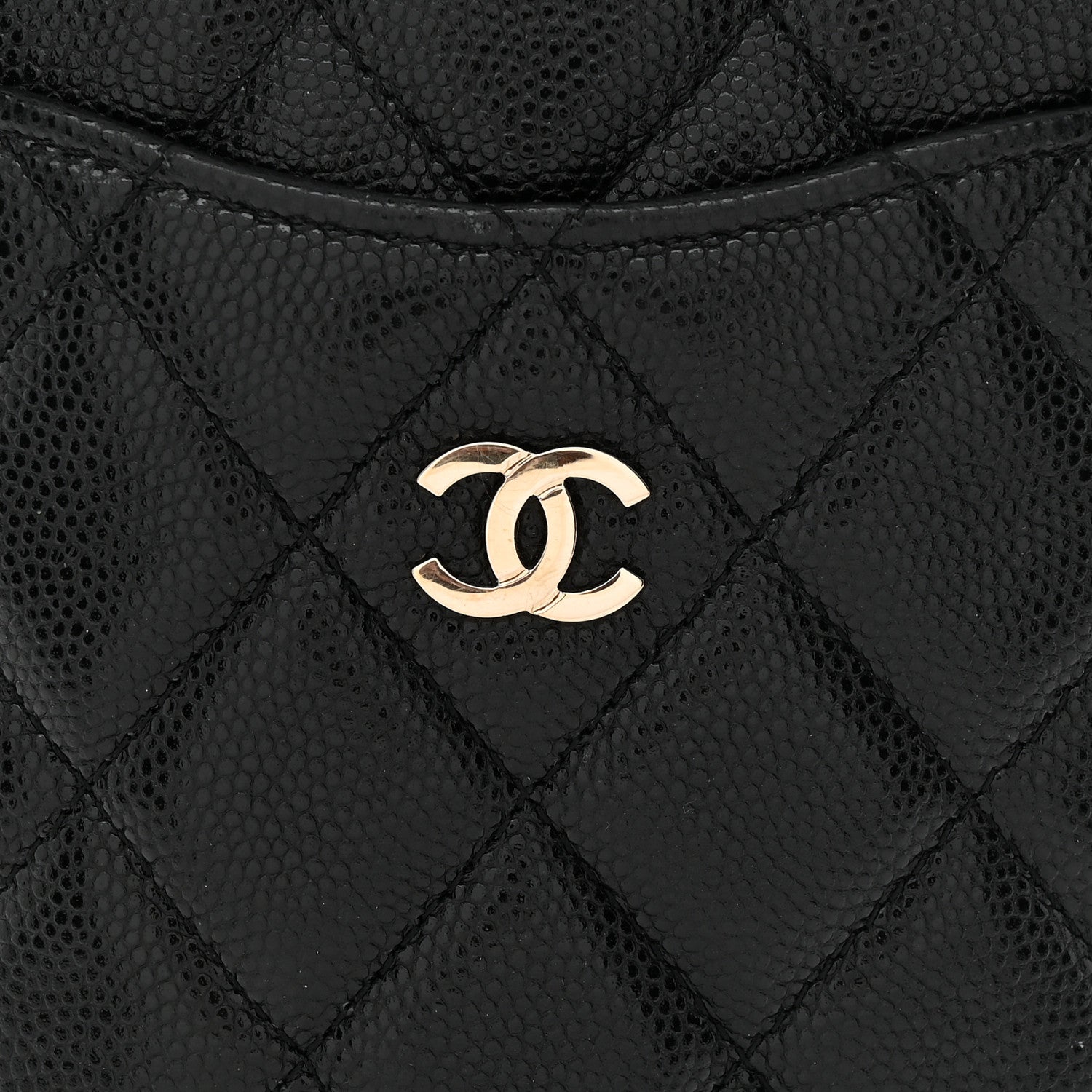 Caviar Quilted Classic Flat Wallet Pouch Black