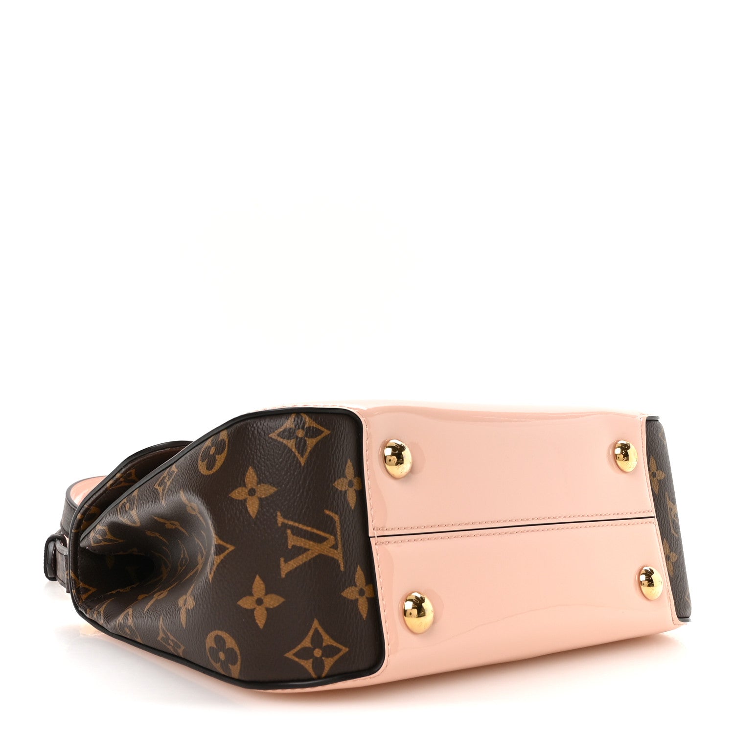 Patent Calfskin Monogram Cherrywood PM Rose Ballerine
