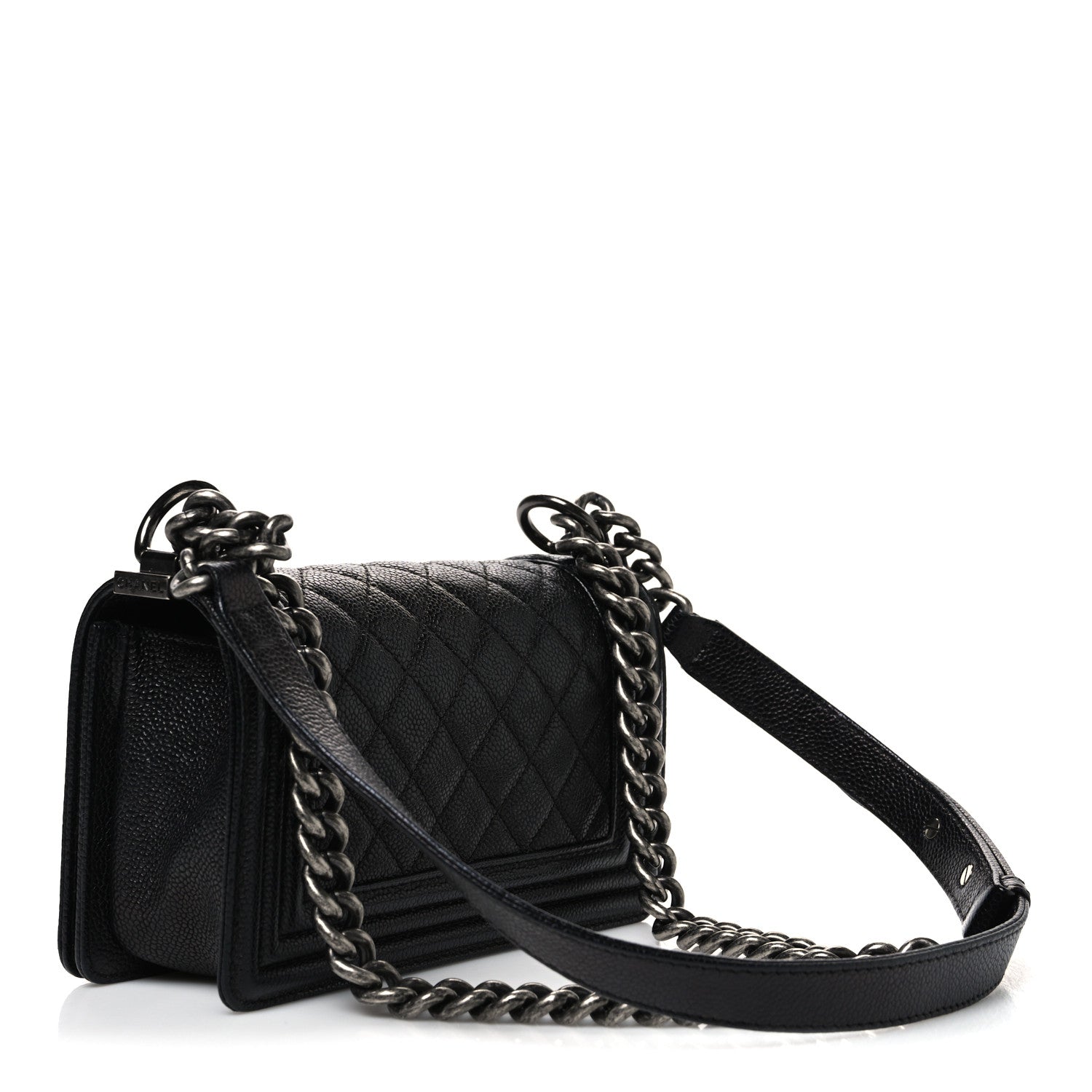 Caviar Quilted Small Boy Flap Black