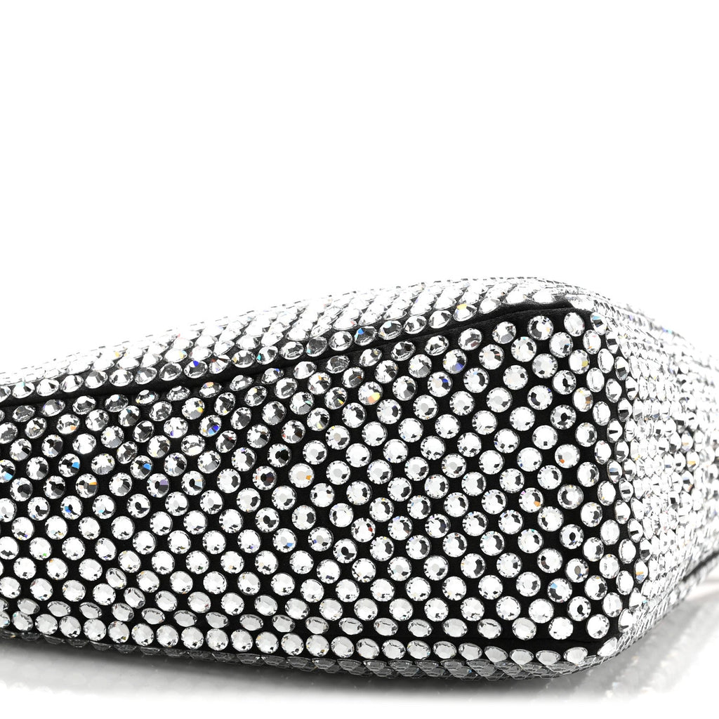 Satin Crystal Triangle Crossbody Pouch Cristal