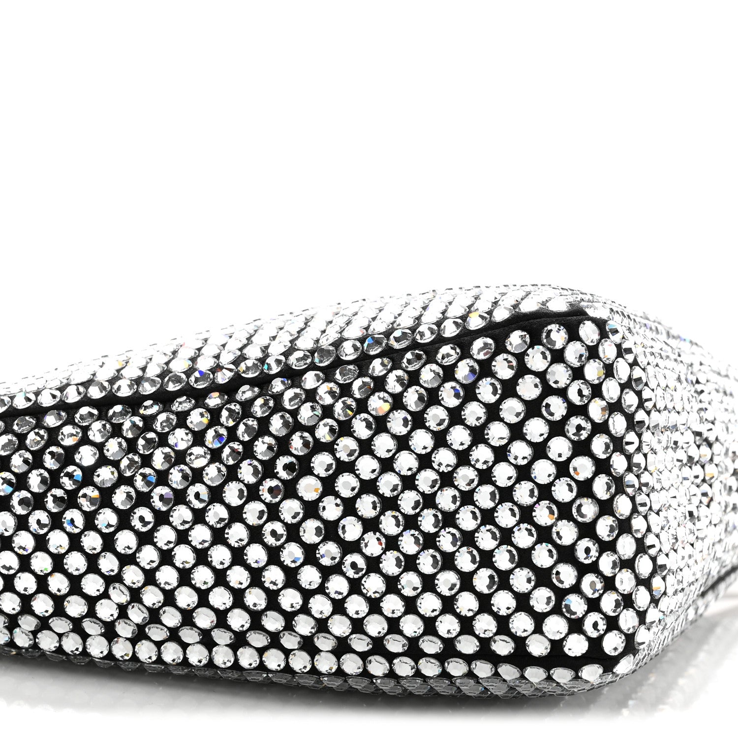 Satin Crystal Triangle Crossbody Pouch Cristal