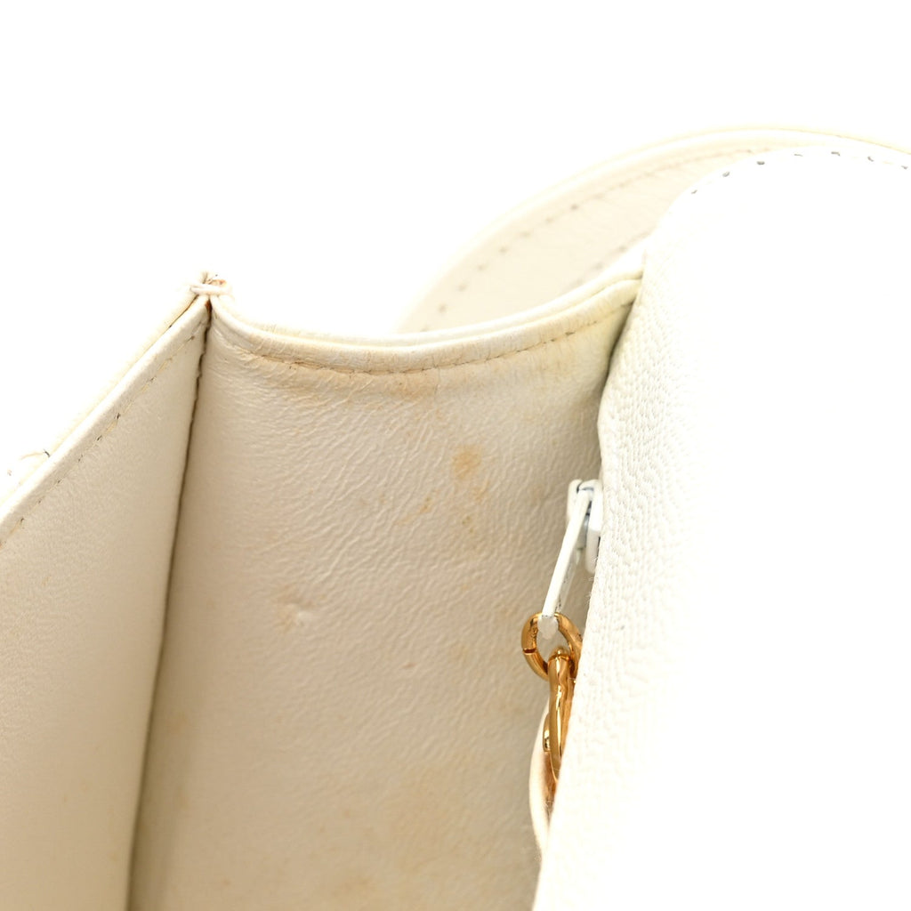 Caviar Diamond Stitched Square Flap Shoulder Bag White