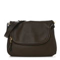 Grained Calfskin Large Jennifer Crossbody Bag Brown