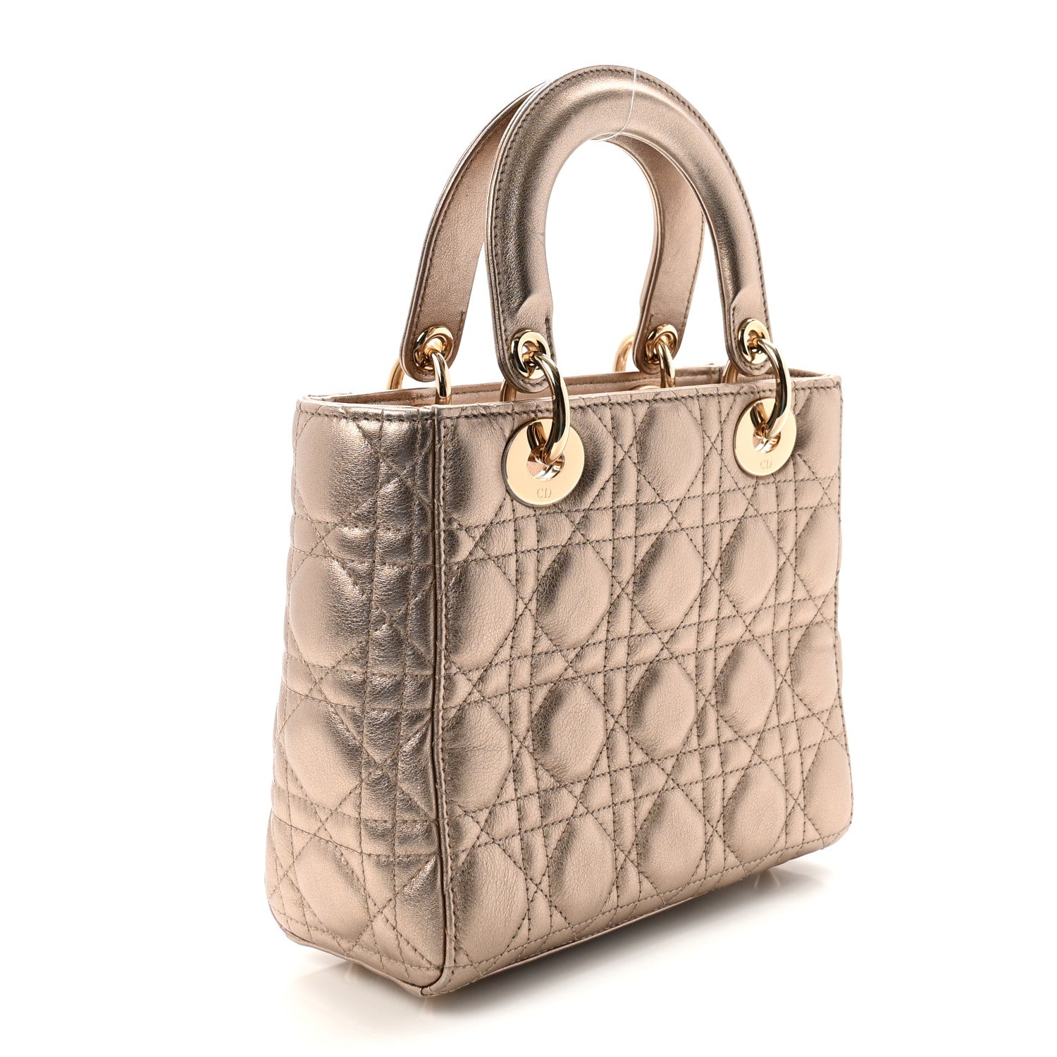 Metallic Lambskin Cannage Small My ABCDior Lady Dior Gold