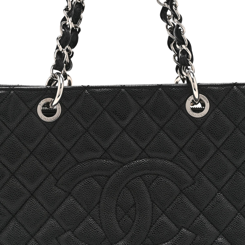 Caviar Quilted Grand Shopping Tote GST Black