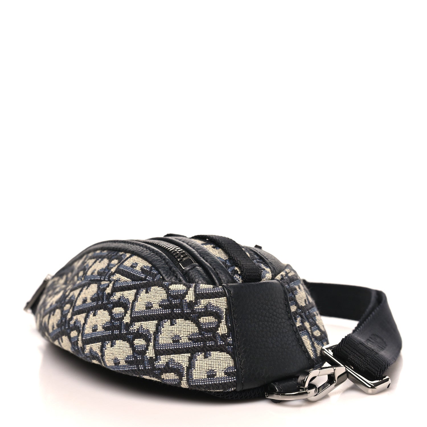 Grained Calfskin Oblique Scarab Sling Bag Blue Black