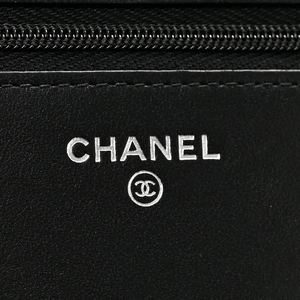 Lambskin Studded Wallet On Chain WOC Black