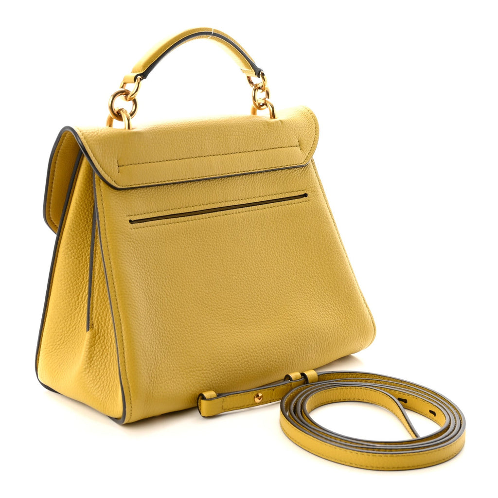 Calfskin Small Margot Top Handle Satchel Yellow