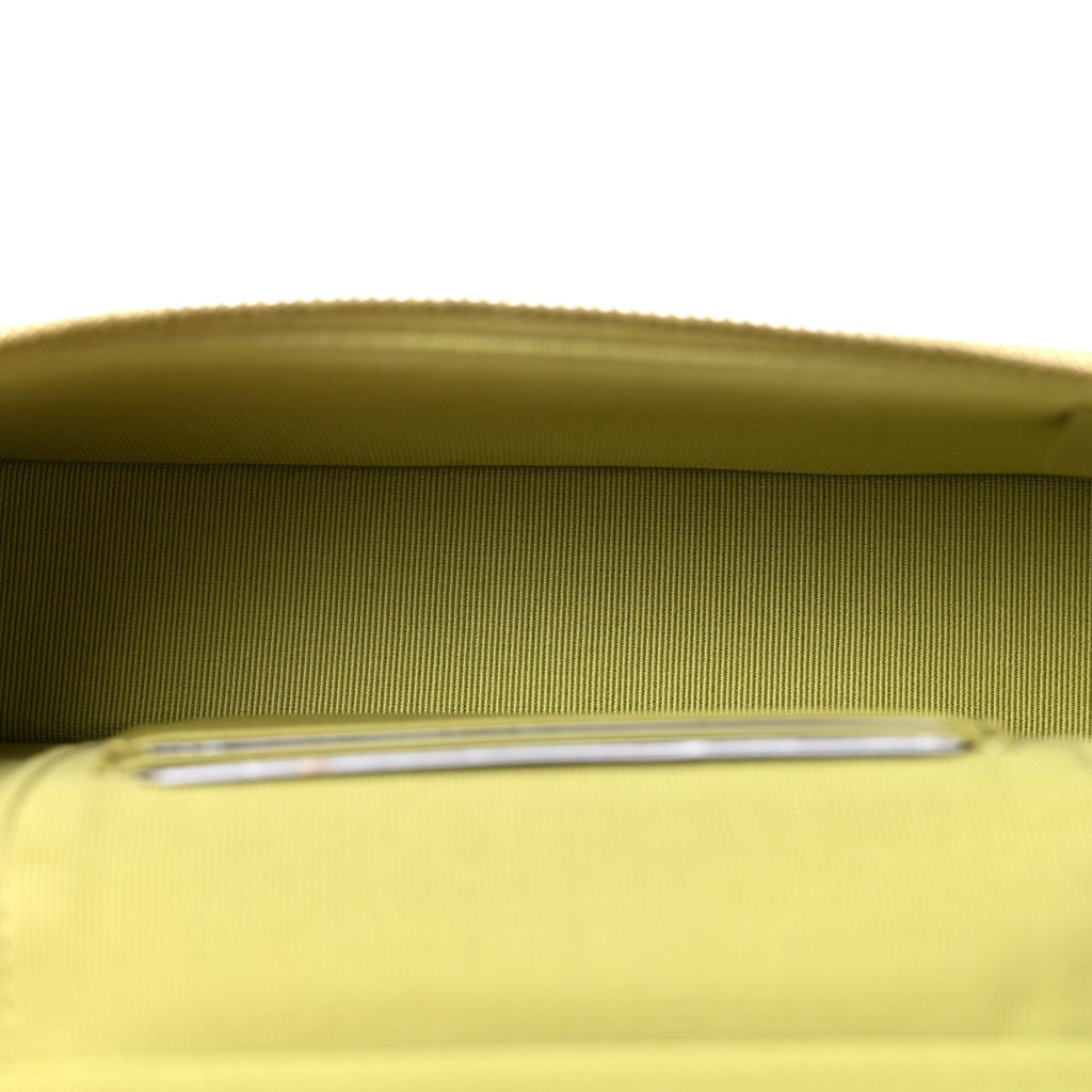 Caviar Quilted Top Handle Slim Vanity With Chain Khaki