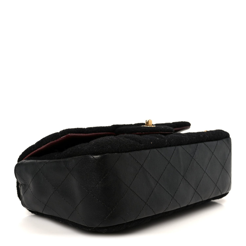 Felt Quilted Paris-Hamburg Charms Mini Rectangular Flap Black