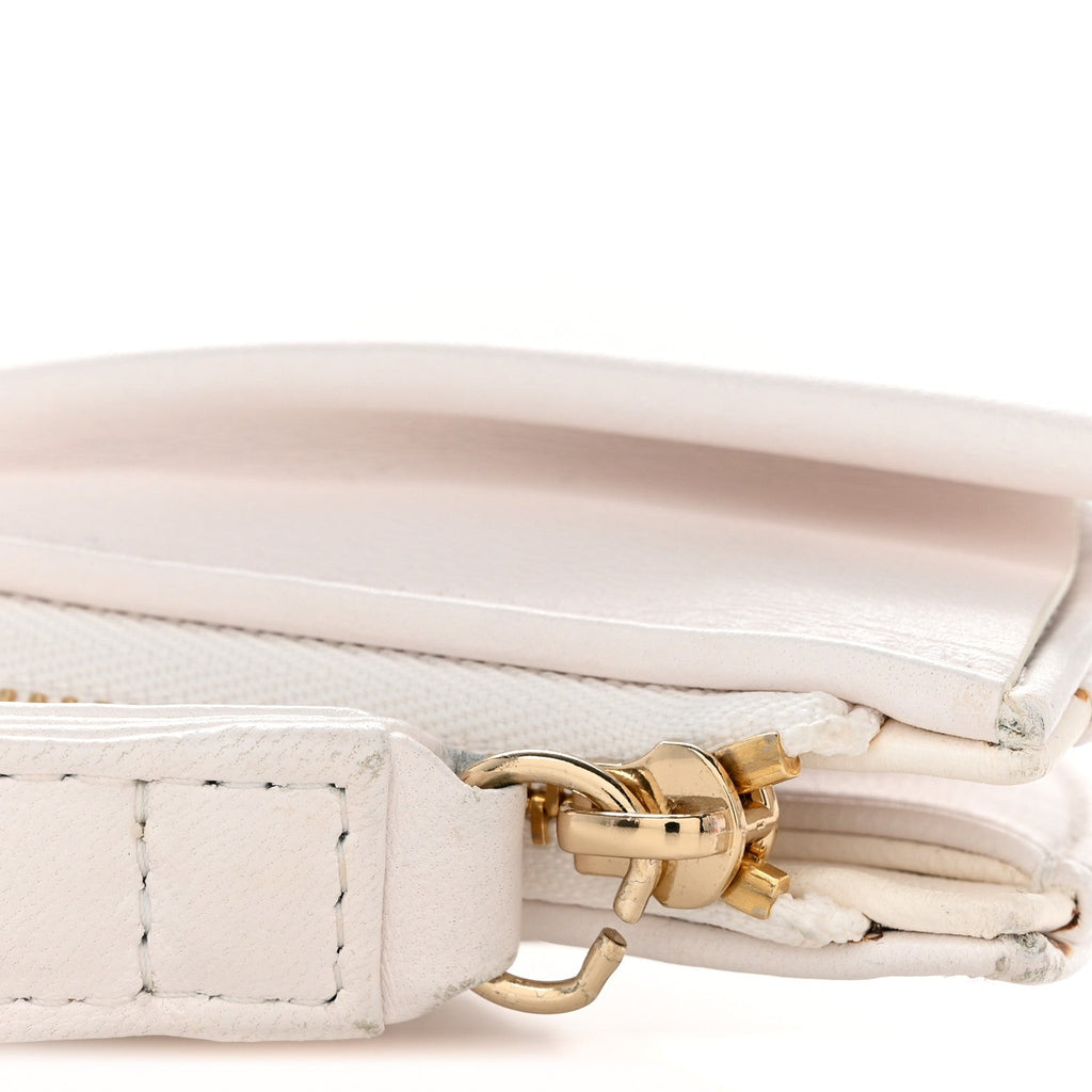 Lambskin Quilted Wave Clutch White