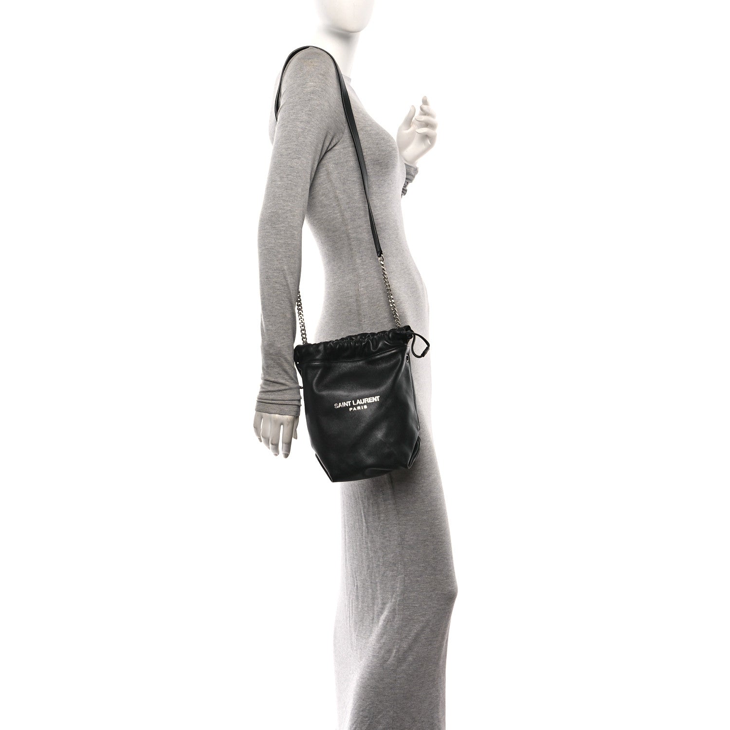 Lambskin Small Teddy Bucket Bag Black