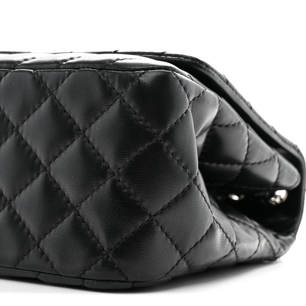 Lambskin Surpique Chevron Medium Single Flap Black