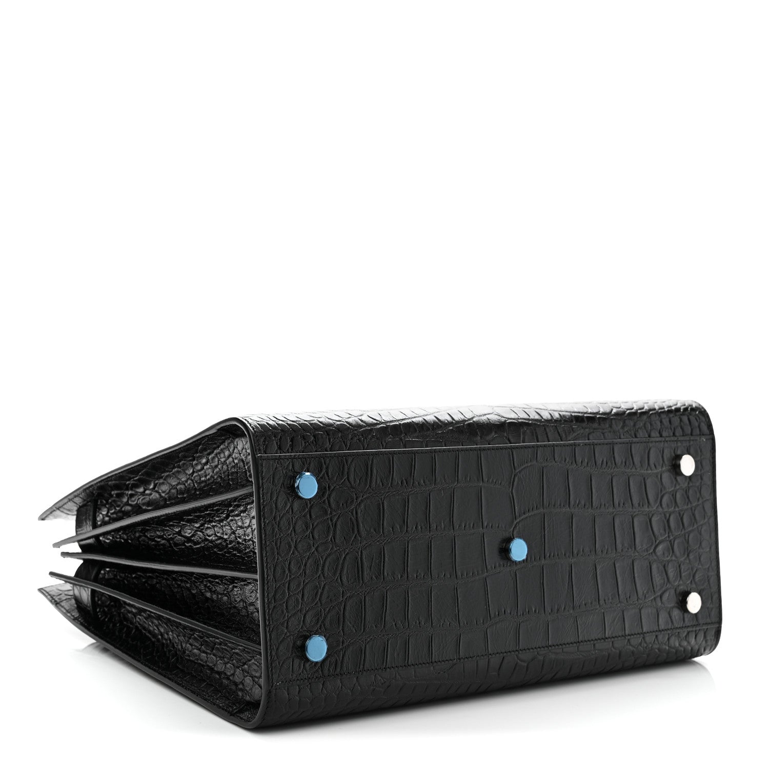 Calfskin Crocodile Embossed Small Sac de Jour Black
