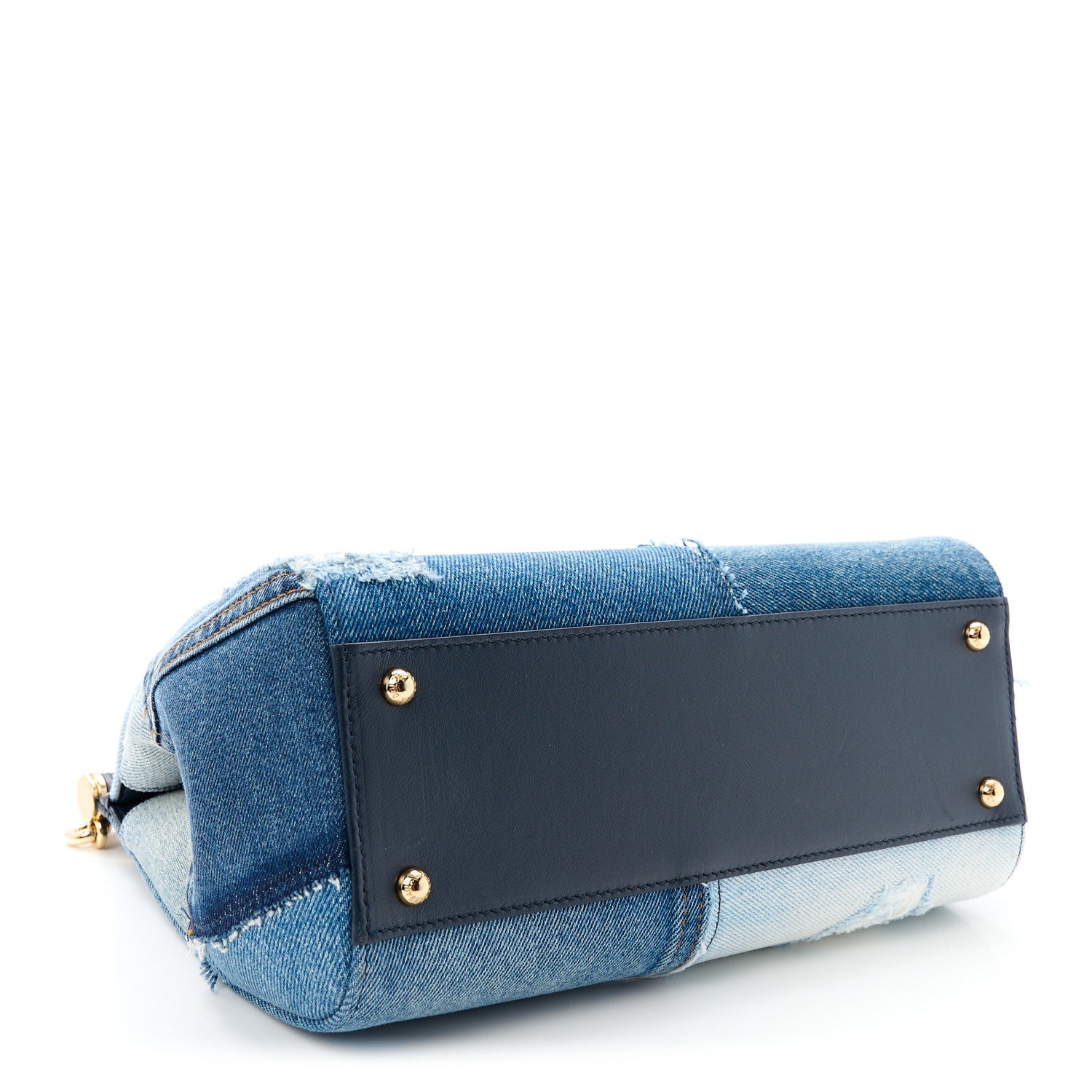 Calfskin Denim Patchwork Medium Miss Sicily Satchel Blue