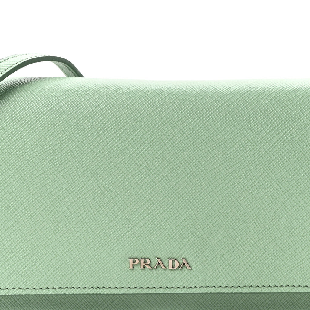 Saffiano Lux Metal Flap Wallet Acquamarina
