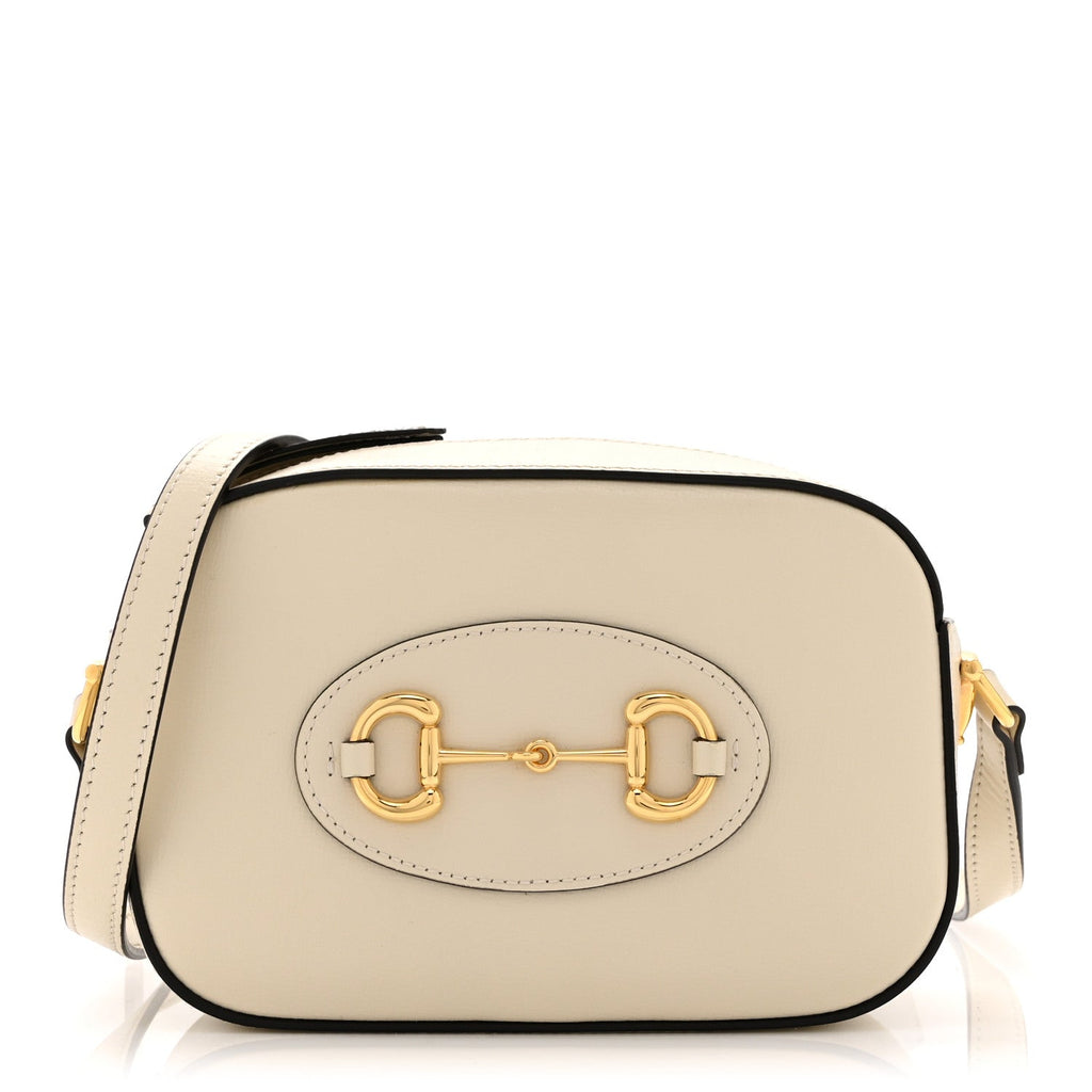 Azalea Calfskin Mini Horsebit 1955 Camera Shoulder Bag Mystic White