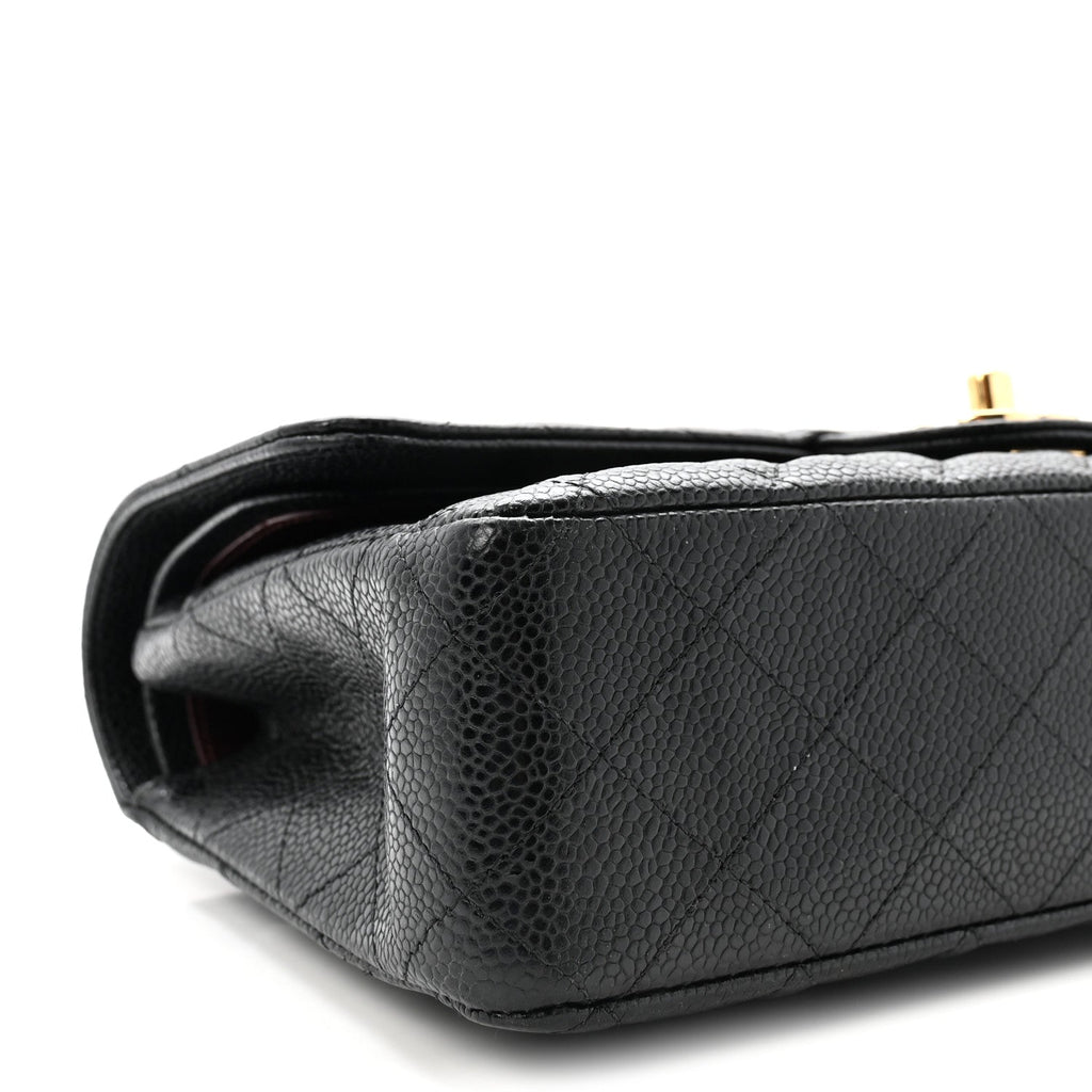Caviar Quilted Medium Double Flap Black