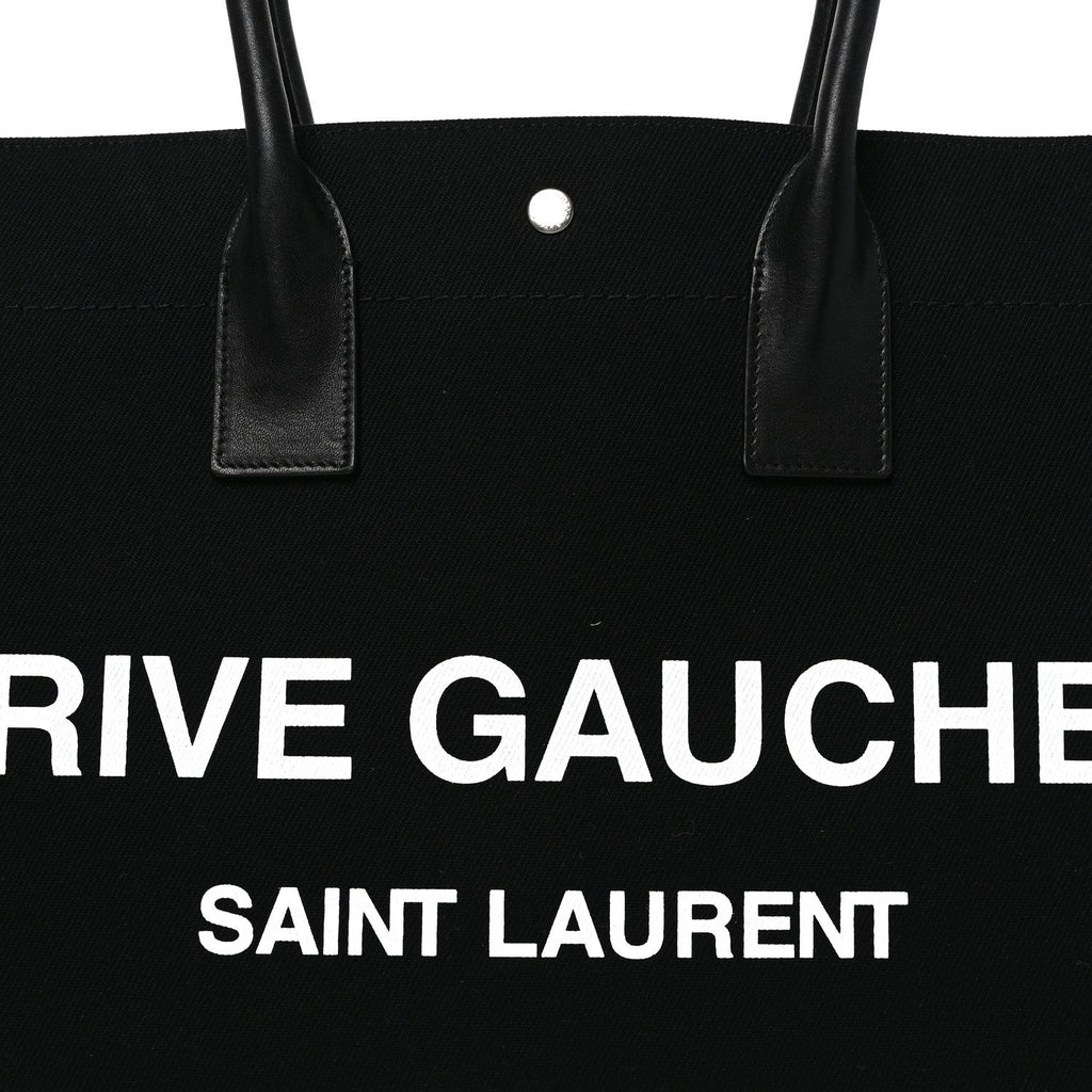 Linen Calfskin Rive Gauche Tote Black