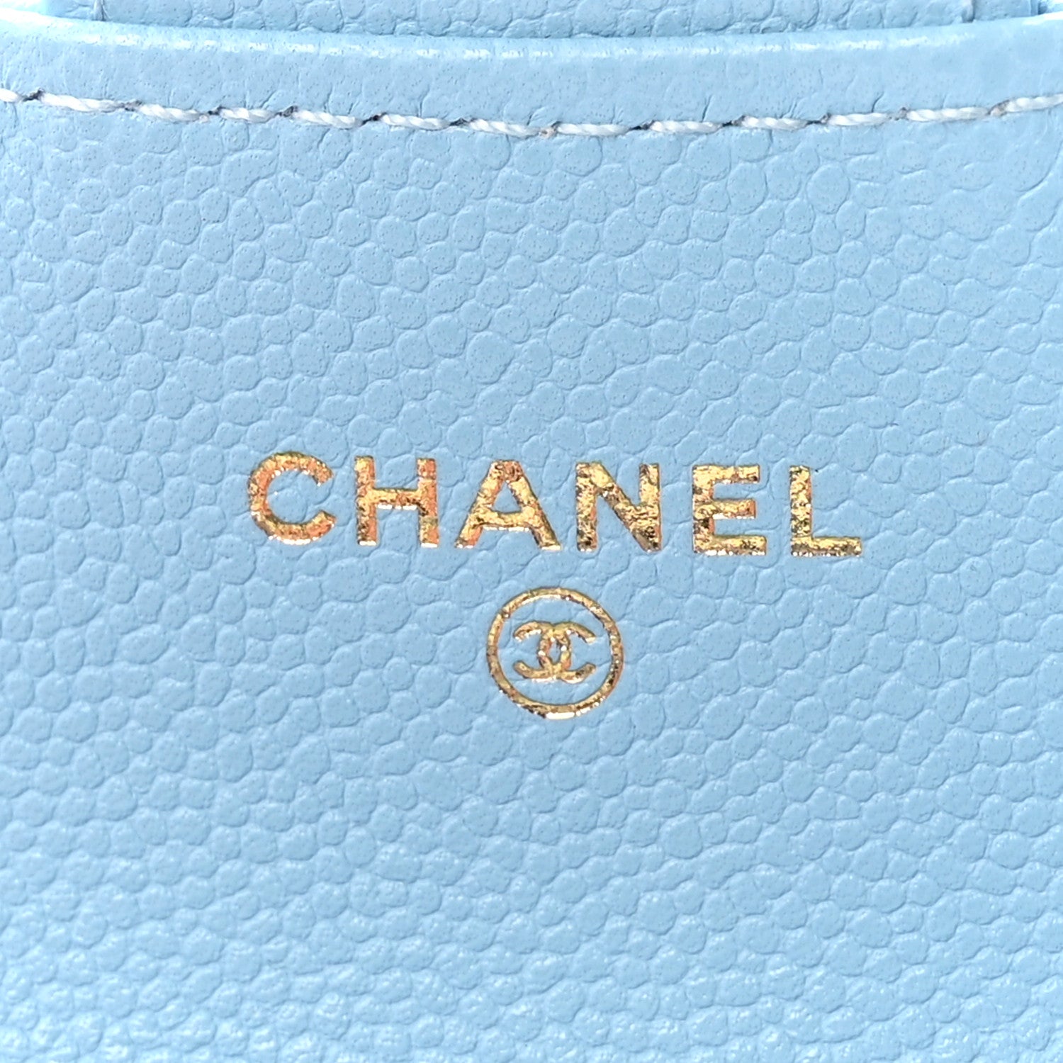 Caviar Quilted Flap Card Holder Wallet Light Blue