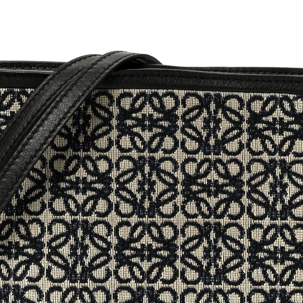 Jacquard Anagram Calfskin Mini Flamenco Knot Clutch Navy Black