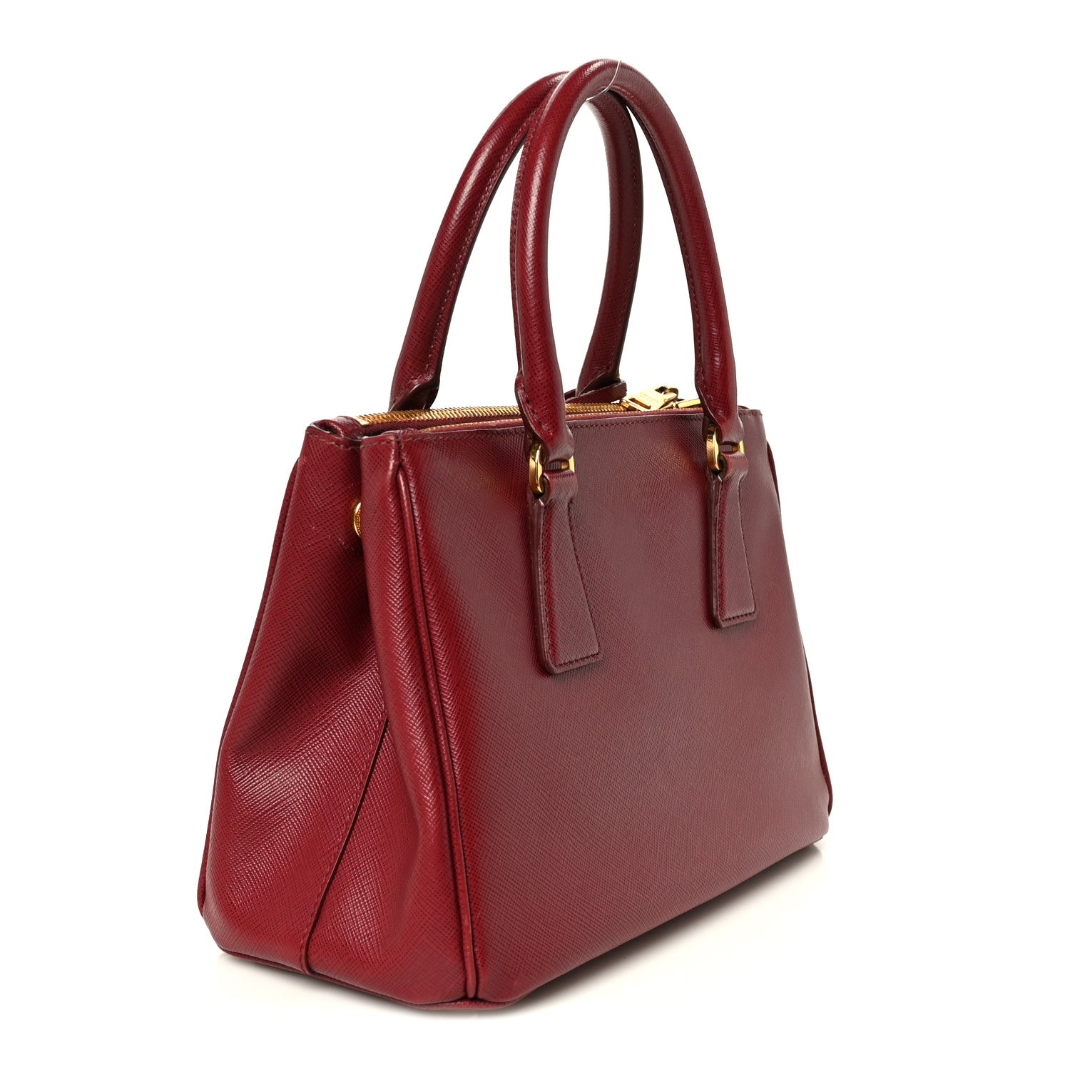 Saffiano Lux Small Galleria Double Zip Tote Cerise
