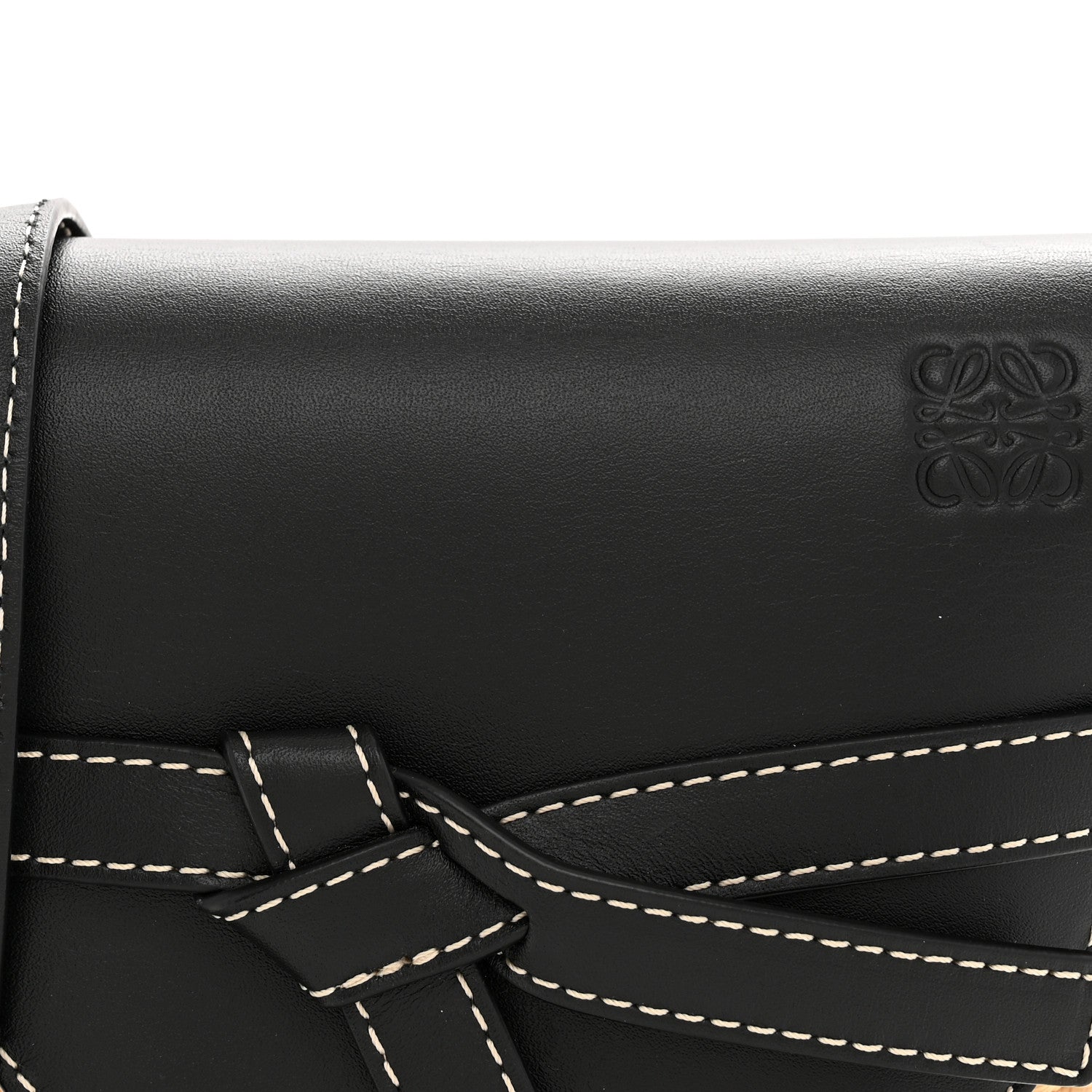 Calfskin Raffia Mini Gate Crossbody Bag Natural Black