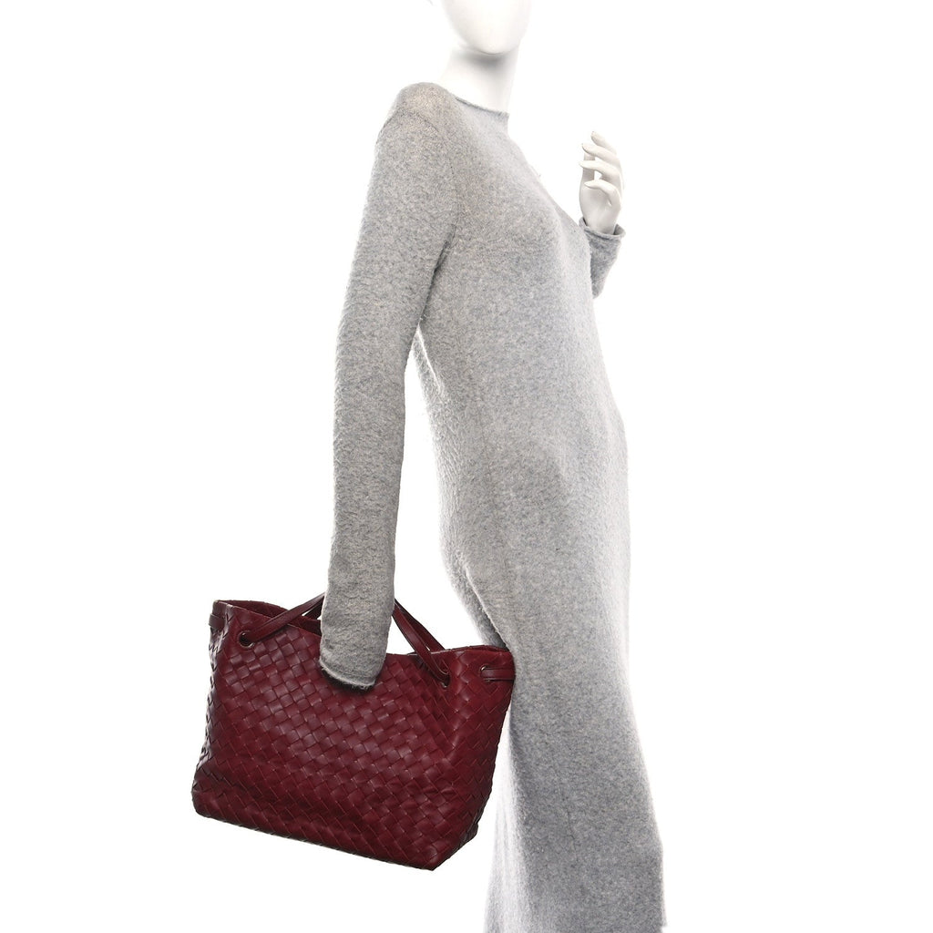 Nappa Intrecciato Medium Garda Bag Dark Red