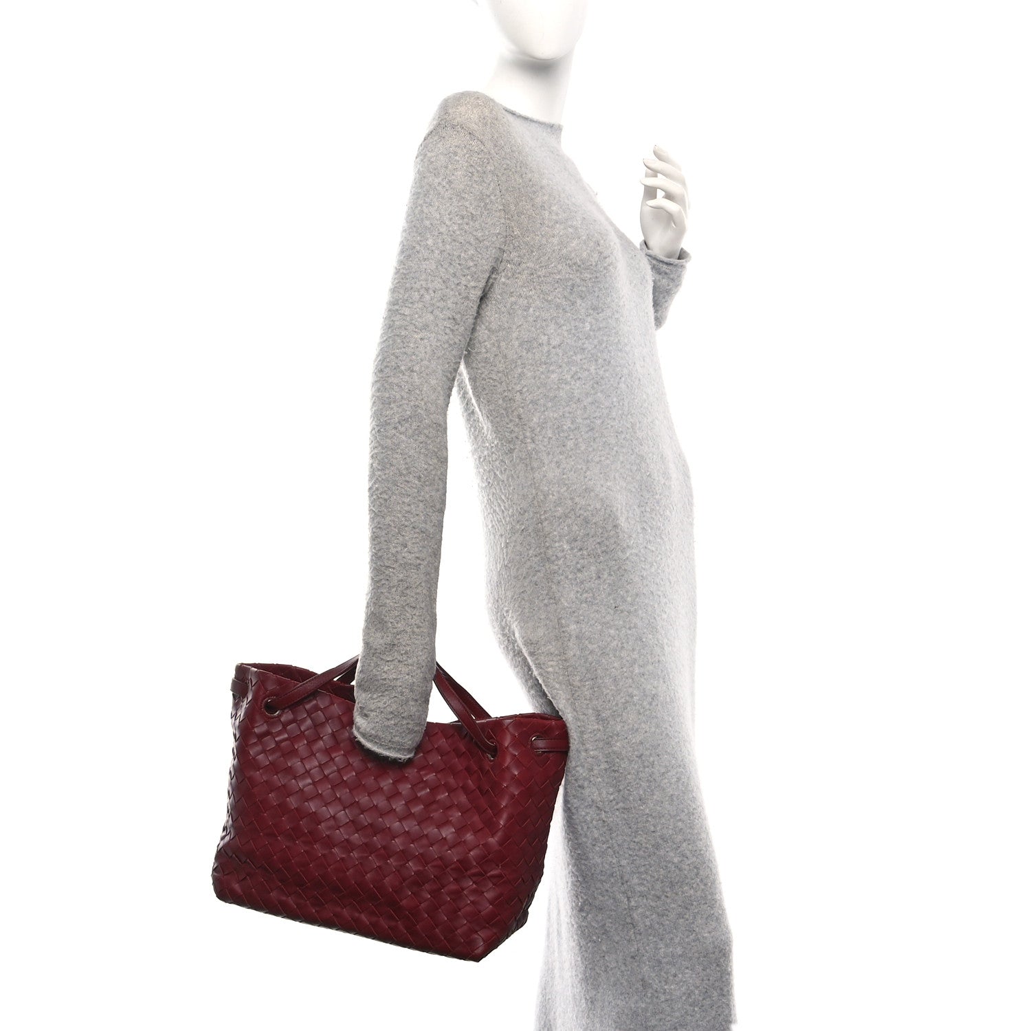 Nappa Intrecciato Medium Garda Bag Dark Red