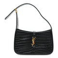 Calfskin Crocodile Embossed LE 5 A 7 Hobo Black