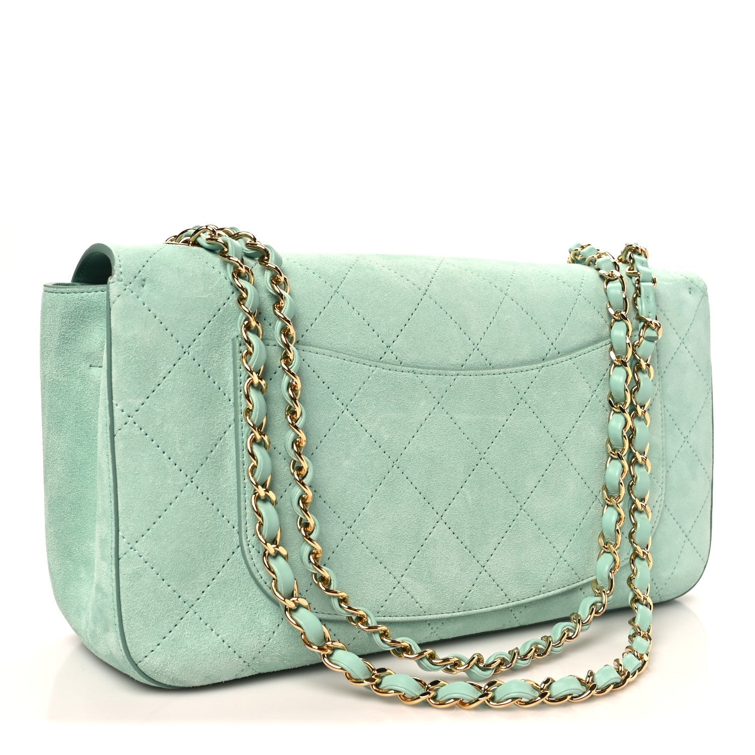 Suede Calfskin Small Souplissimo Maxi Flap Green