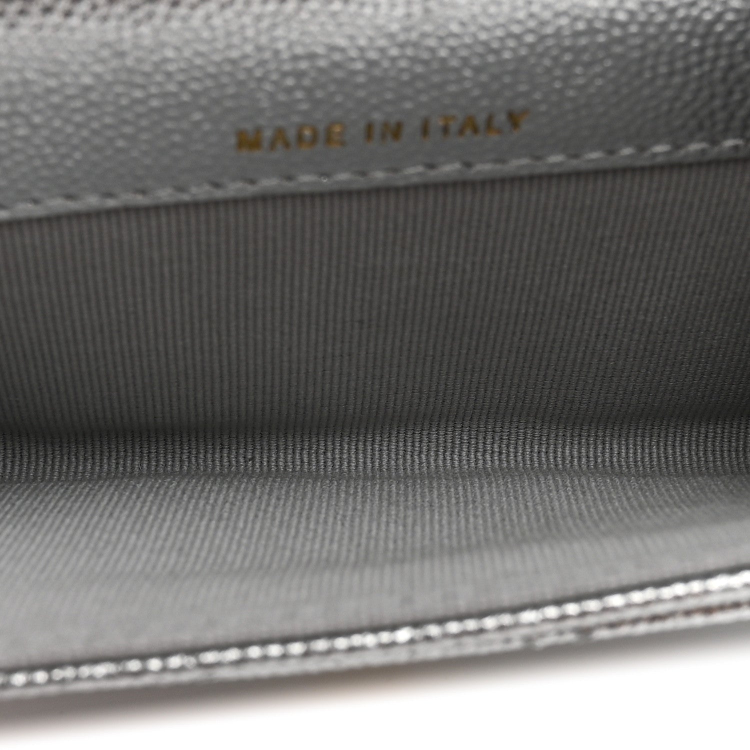 Metallic Caviar Quilted Flap Card Holder Wallet Silvery