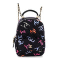 Printed Fabric Quilted CC Mini Classic Backpack Black Multicolor