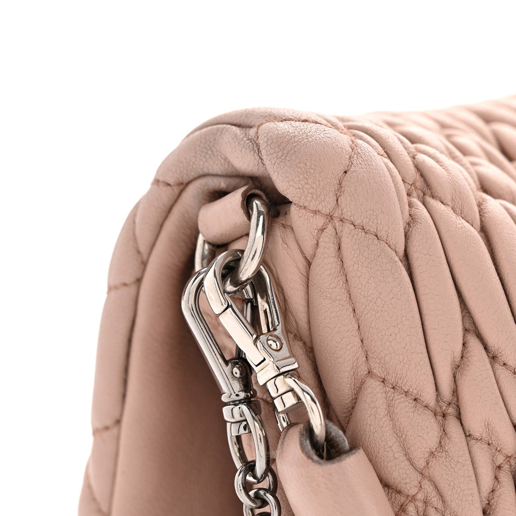 Nappa Matelasse Crystal Flap Clutch Cammeo